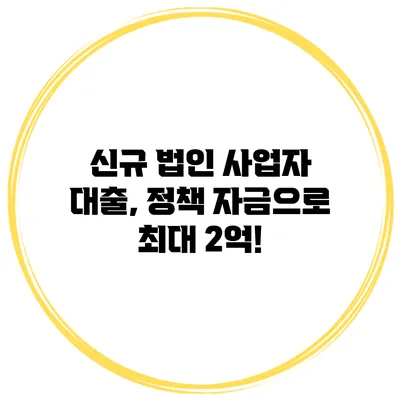 신규 법인 사업자 대출, 정책 자금으로 최대 2억!