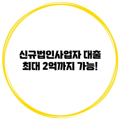 신규법인사업자 대출 최대 2억까지 가능!
