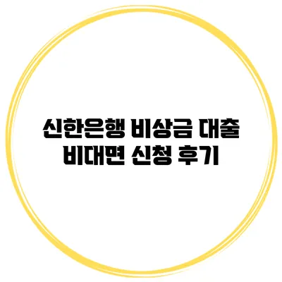 신한은행 비상금 대출 비대면 신청 후기