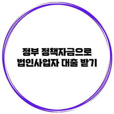 정부 정책자금으로 법인사업자 대출 받기