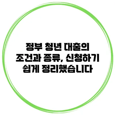 정부 청년 대출의 조건과 종류, 신청하기 쉽게 정리했습니다