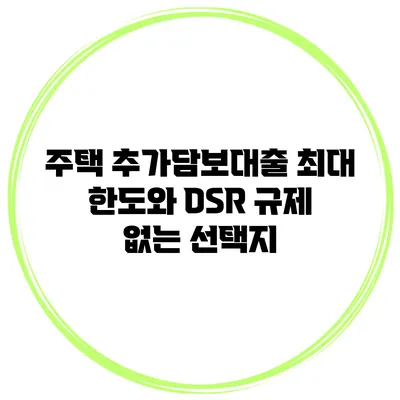 주택 추가담보대출 최대 한도와 DSR 규제 없는 선택지